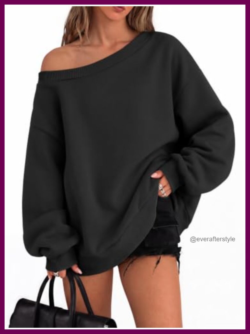 Trendy Queen Womens Off Shoulder Sweatshirt Oversized Y2k Pullover Top